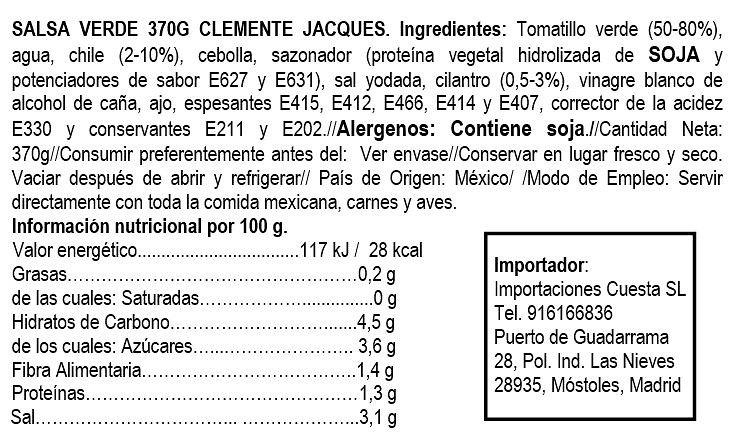 Salsa verde cristal, Clemente Jacques 