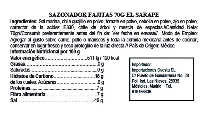 Sazonador Fajita El Sarape 