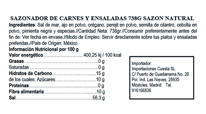 Sazonadores carnes y ensaladas 