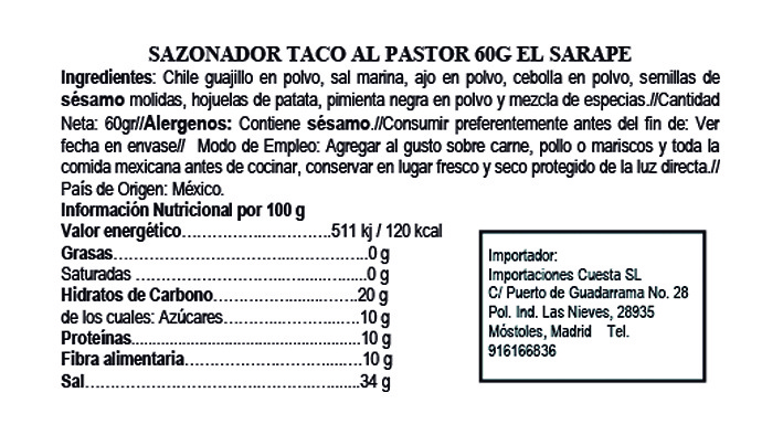 Seasoning Taco al Pastor El Sarape 