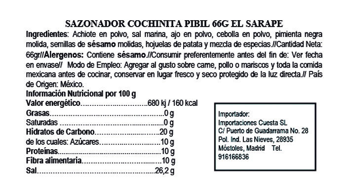 Seasoning of Cochinita Pibil El Sarape 