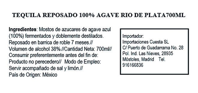 Tequila reposado Herencia de Plata (100% agave) 