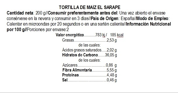 The white corn tortillas Sarape 