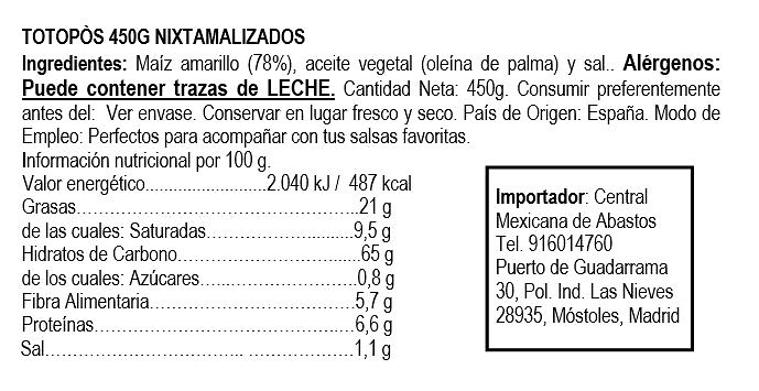 Totopos Nixtamalizados 450gr 