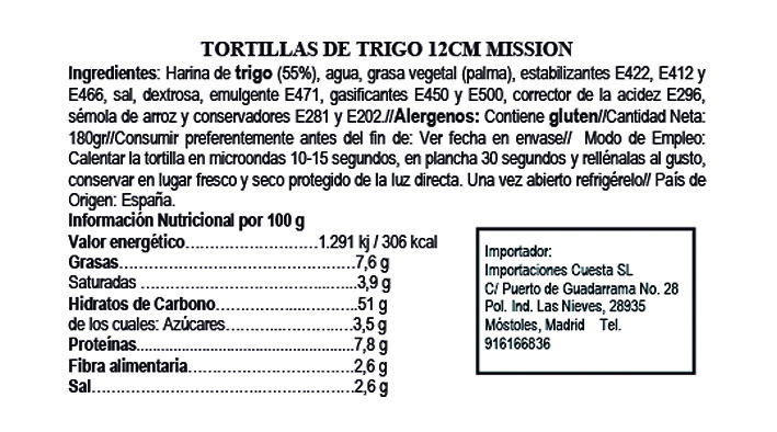 Wheat tortilla 12cm (10uds) 