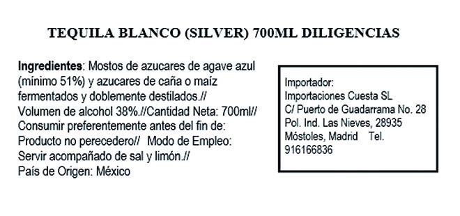 White Tequila Silver Diligences 