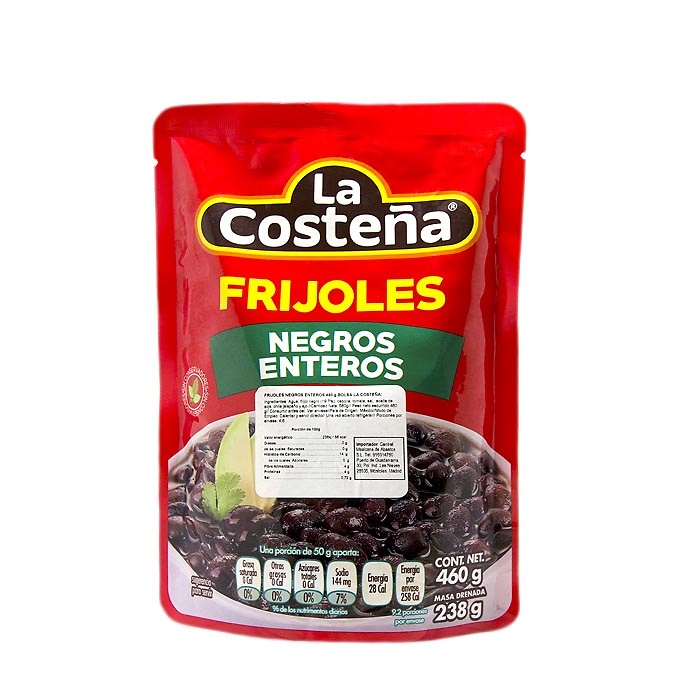 Whole black Mexican beans (bag) La Costeña 460gr 