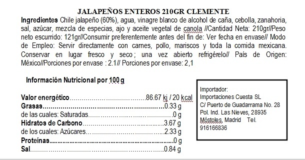 Whole pickled jalapenos Jacques Clement 